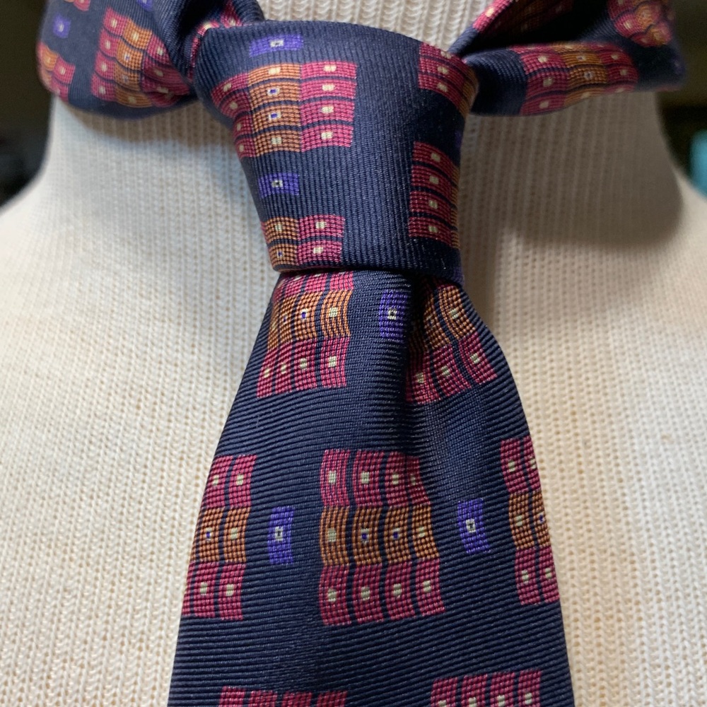 KRIZIA UOMO ITALY 80’s ABSTRACT GEOMETRIC MODERNIST PRINT PURE SILK NECKTIE